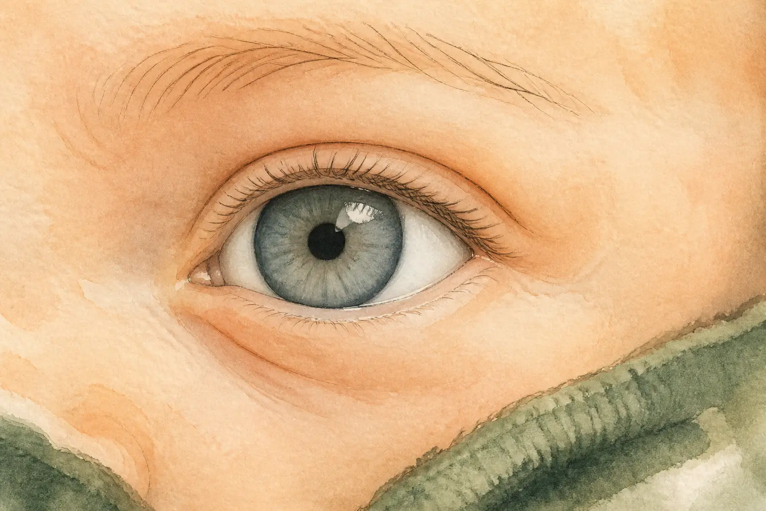 Gros plan du regard d’un nouveau-né, iris, pupille et blanc de l’œil, illustrant la couleur yeux bebe à la naissance